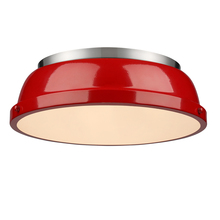  3602-14 PW-RD - Duncan 14" Flush Mount in Pewter with a Red Shade
